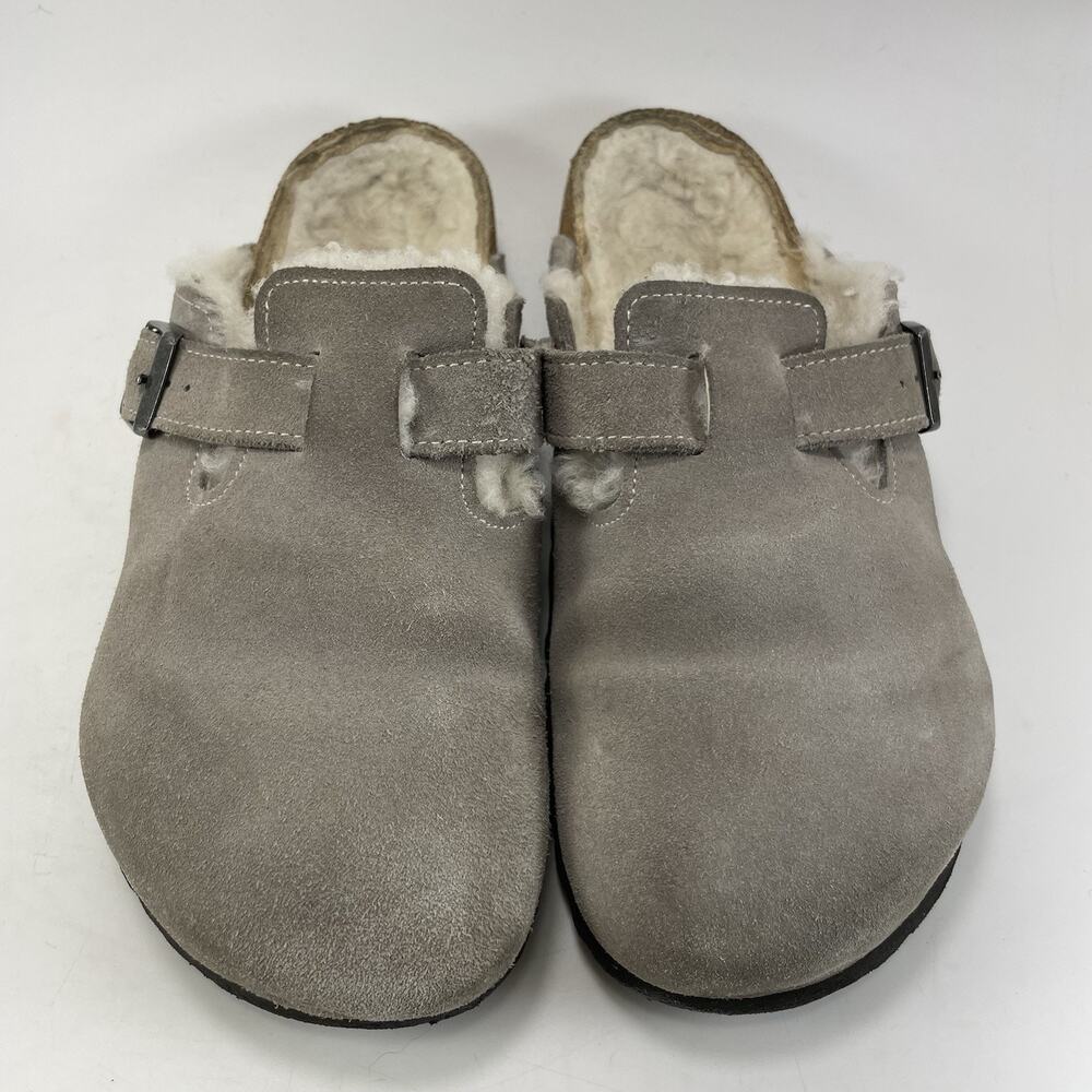 Birkenstock Taupe Suede Shearling Clog Mule - Picture 10 of 10